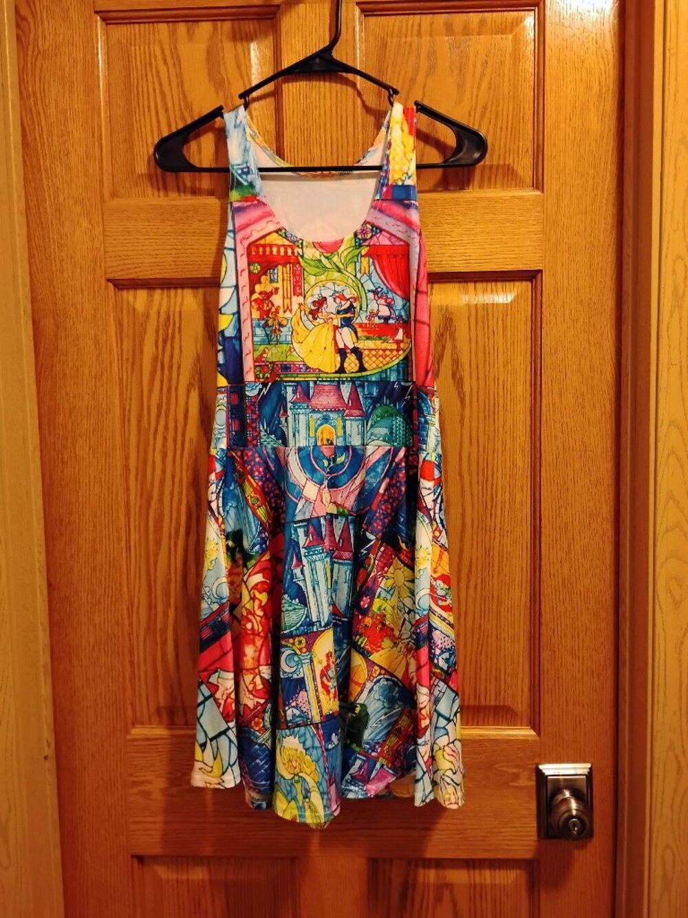 Beauty and the Beast Fit and Flare Pleated Skater Dress